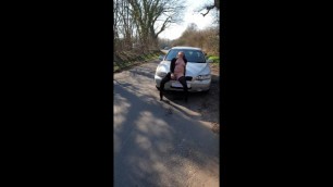 UK Slut Wife Playing with Glass Dildo and Squirting on Busy Daytime A47 Layby Necton ????????????????