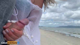 Public Handjob on the Beach - People around