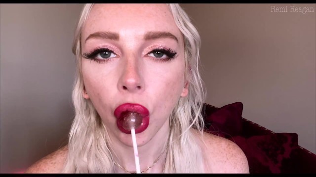 Face Fetish JOI Student Seduces Professor with Red Lipstick and Lollipop on FaceTime - Remi Reagan